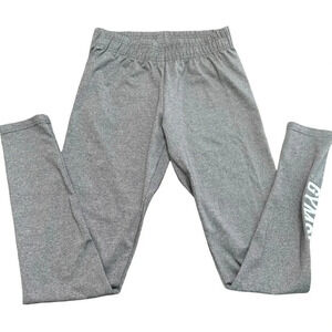 Gymshark leggings with logo on side leg. Gray, size small. Wide elastic waist.